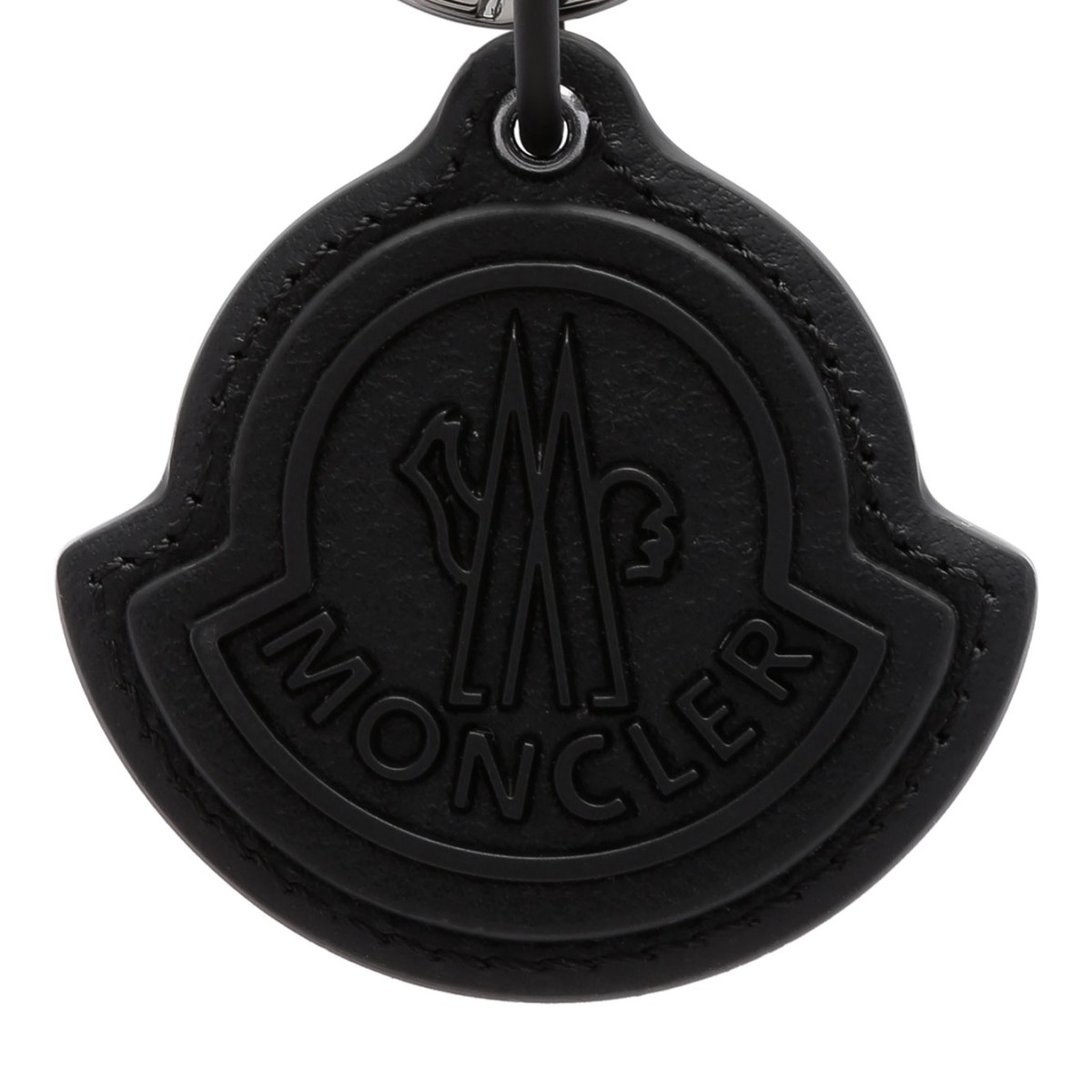 Black Leather Key Ring With Logo