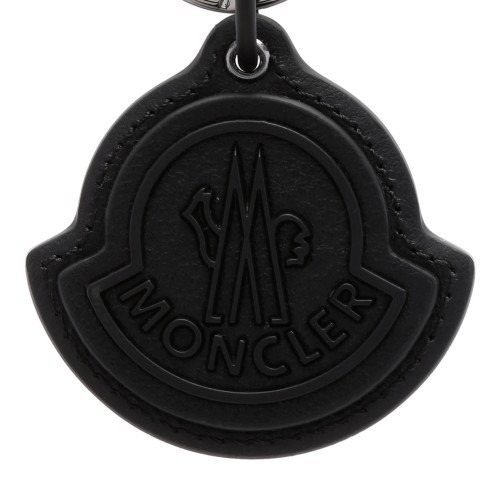 Black Leather Key Ring With Logo