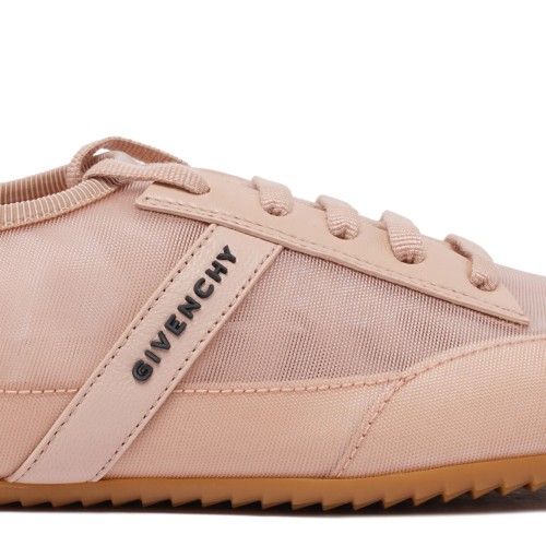 Powder Pink Lace Up Panel Sneakers