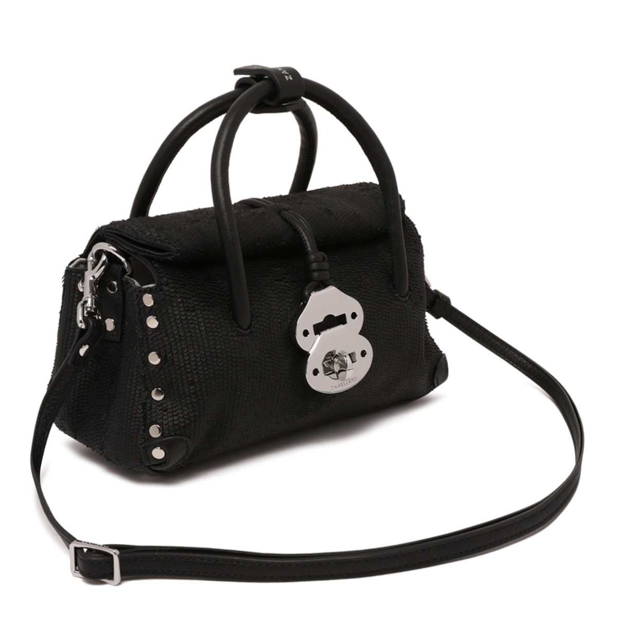 Black Anniversario Leather Dotta Baby Bag