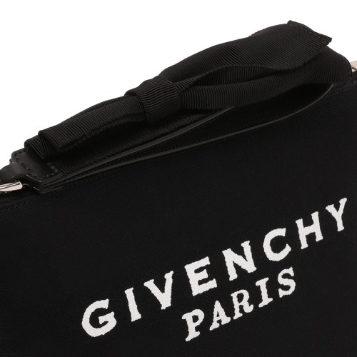 Black Small Pouch In Canvas With Bow