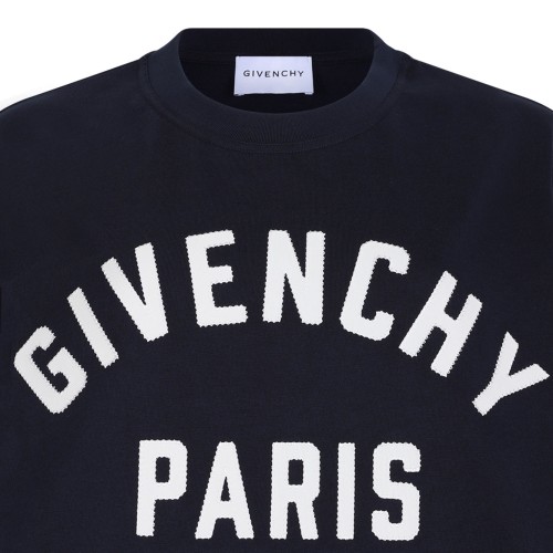 Navy Blue Logo Print T-Shirt