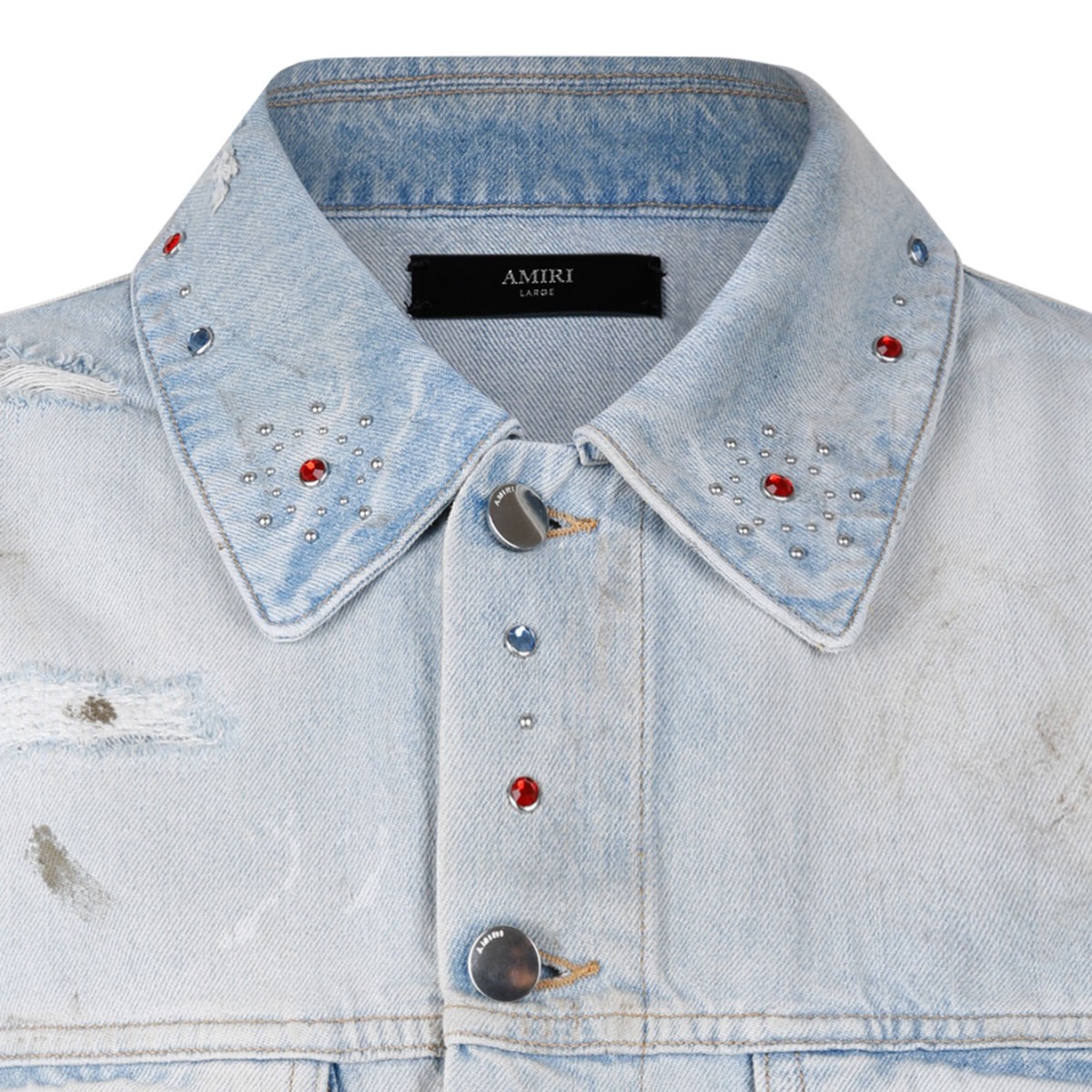 Perfect Antique Indigo Bones Studded Trucker Jacket