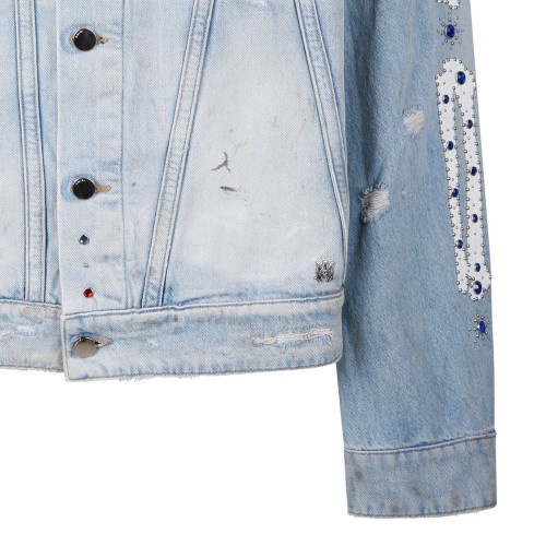 Perfect Antique Indigo Bones Studded Trucker Jacket