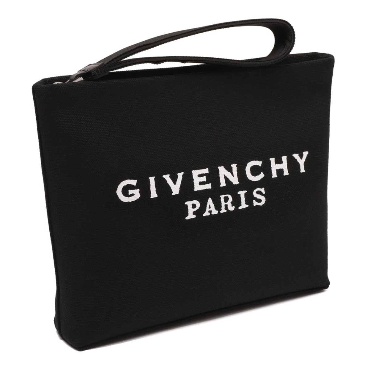 Black Logo Embroidered Pouch In Canvas