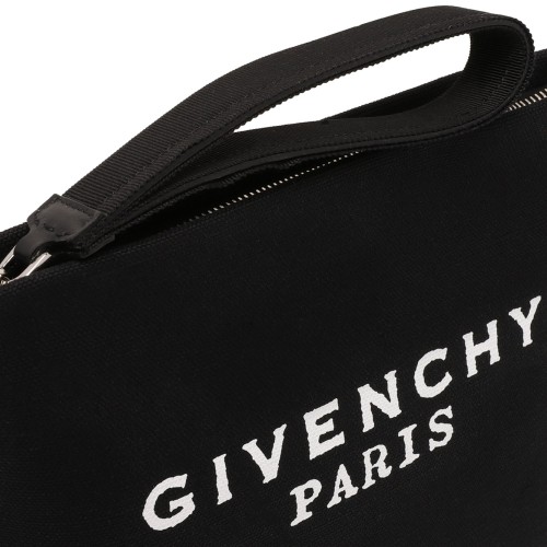 Black Logo Embroidered Pouch In Canvas