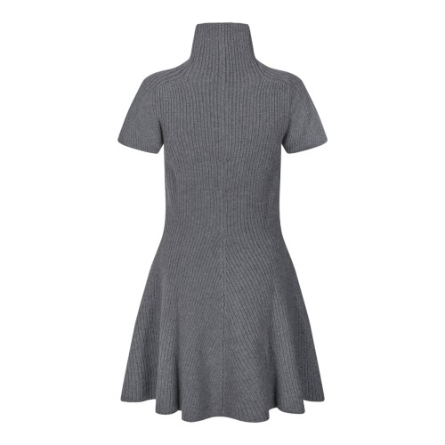 Grey Short-Sleeve Cashmere Dress
