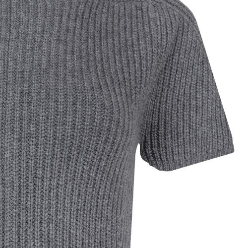 Grey Short-Sleeve Cashmere Dress