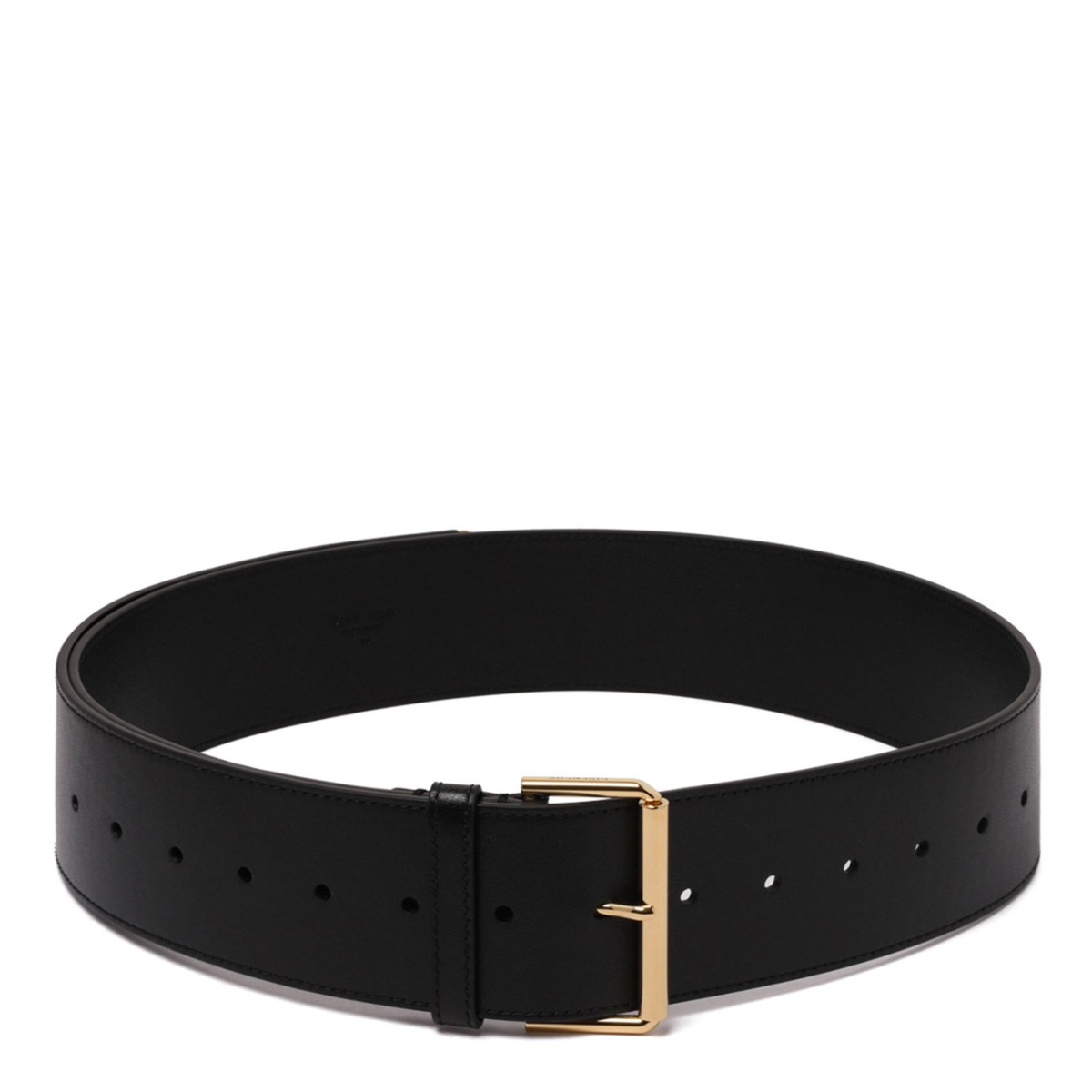 Black Voyou Wide Belt in Shiny Leather
