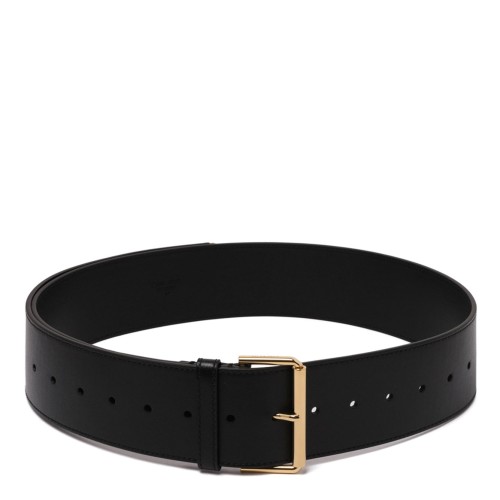 Black Voyou Wide Belt in Shiny Leather