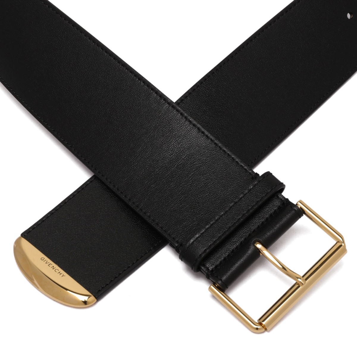 Black Voyou Wide Belt in Shiny Leather