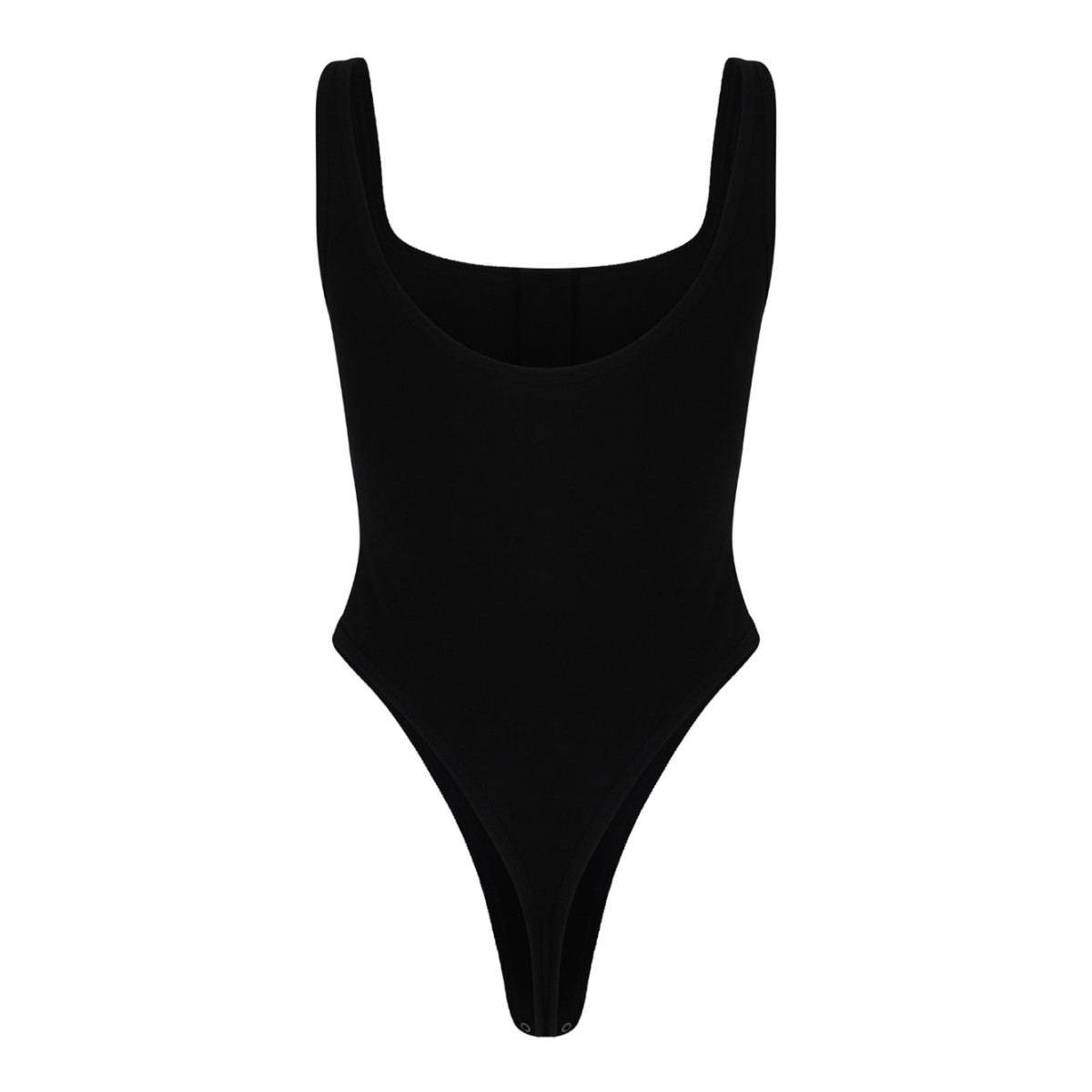 Black Ribbed Bodysuit With Logo