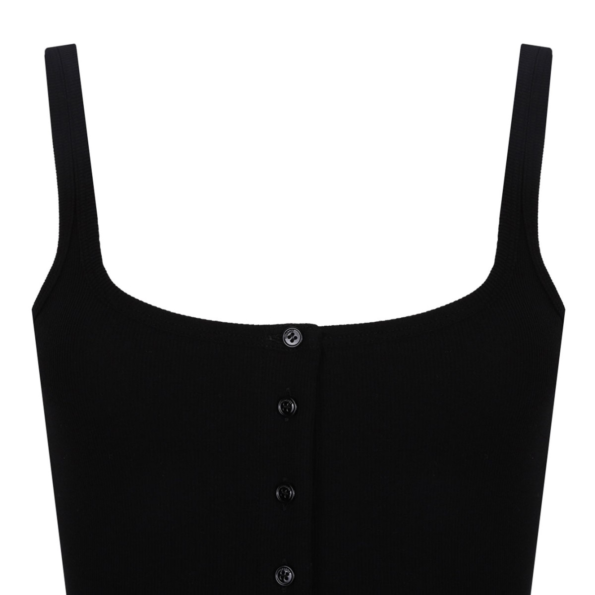 Black Ribbed Bodysuit With Logo