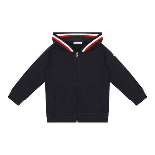 Navy Blue Tracksuit Set With Tricolor Trim