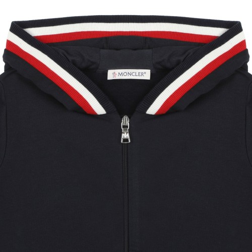 Navy Blue Tracksuit Set With Tricolor Trim