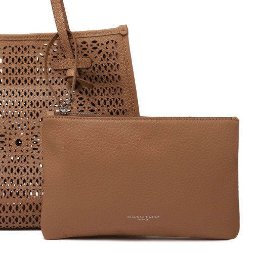 Clay Double Bubble Leather Tote Bag