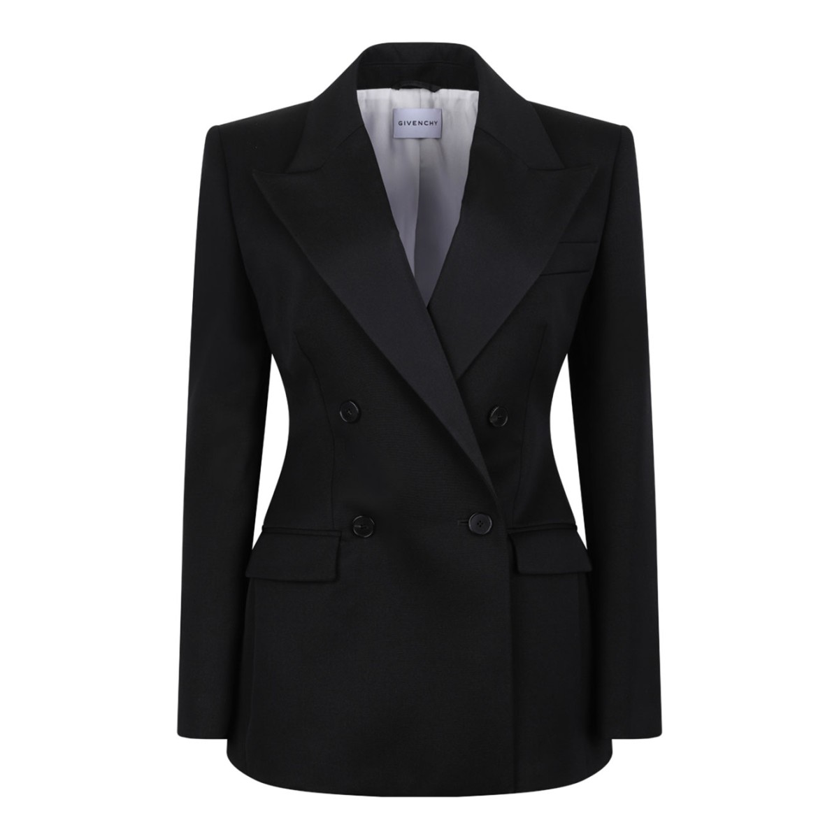 Black Wool Jacket With Satin Collar