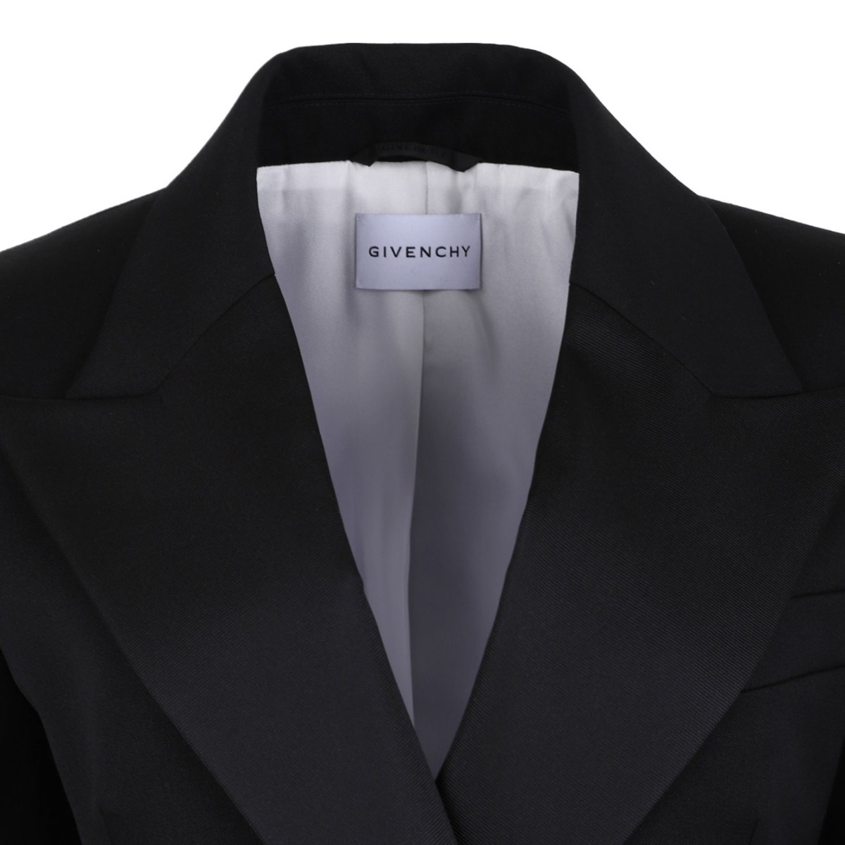 Black Wool Jacket With Satin Collar