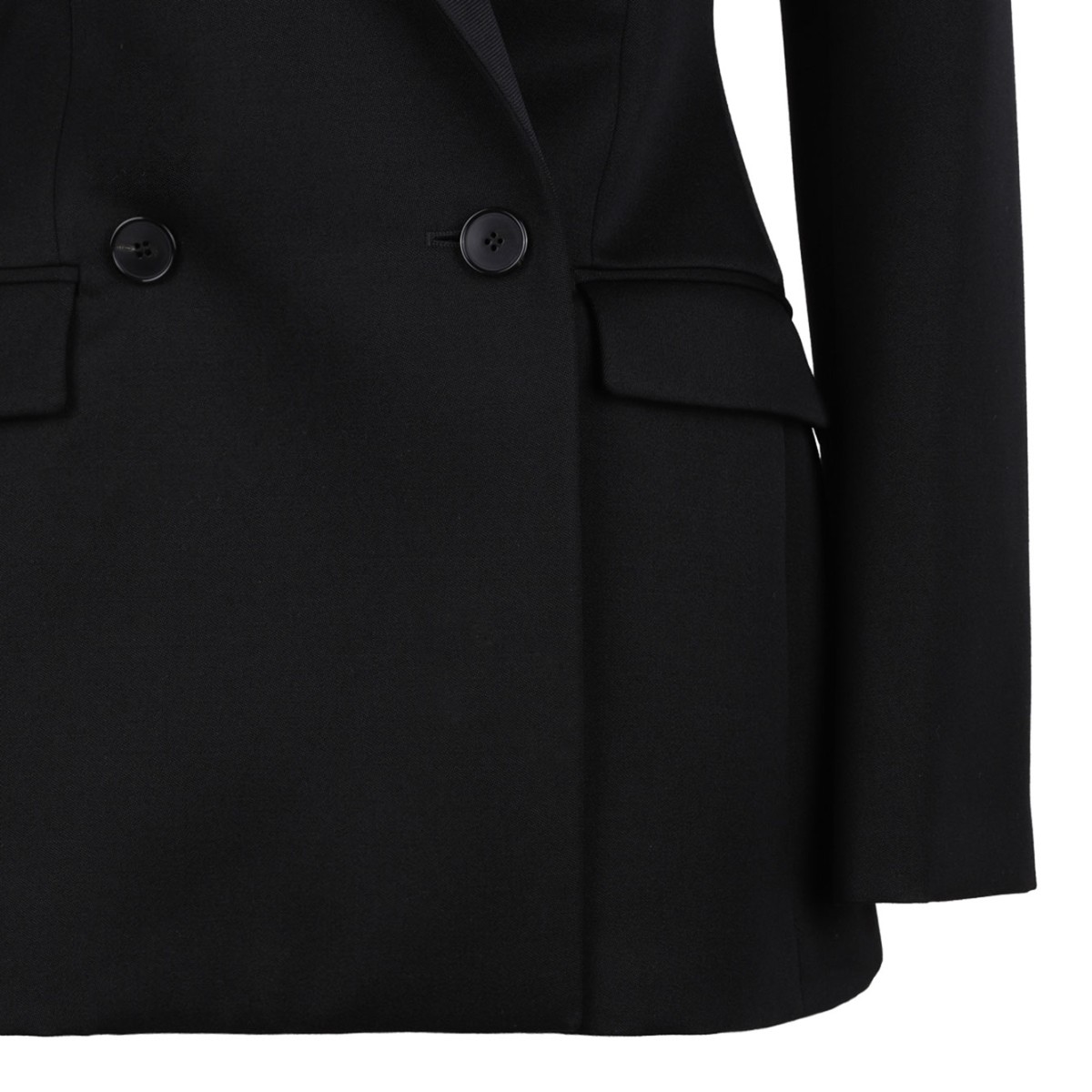 Black Wool Jacket With Satin Collar