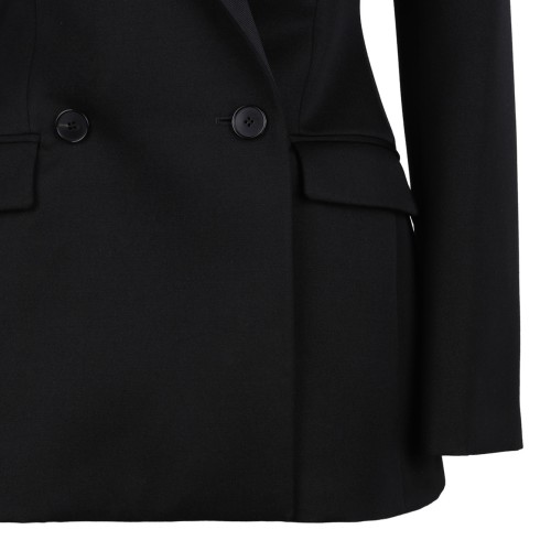 Black Wool Jacket With Satin Collar