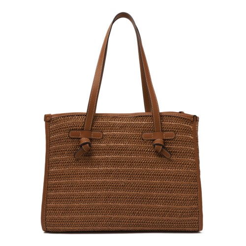 Caramel Straw With a Woven Effect Tote Bag