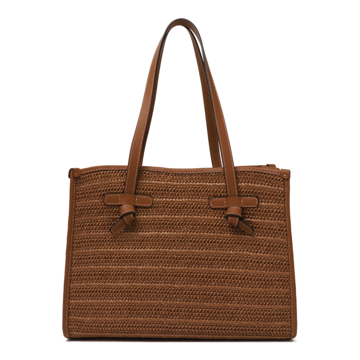 Caramel Straw With a Woven Effect Tote Bag