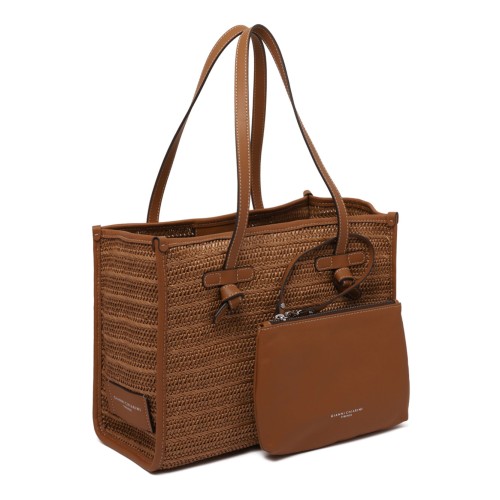 Caramel Straw With a Woven Effect Tote Bag