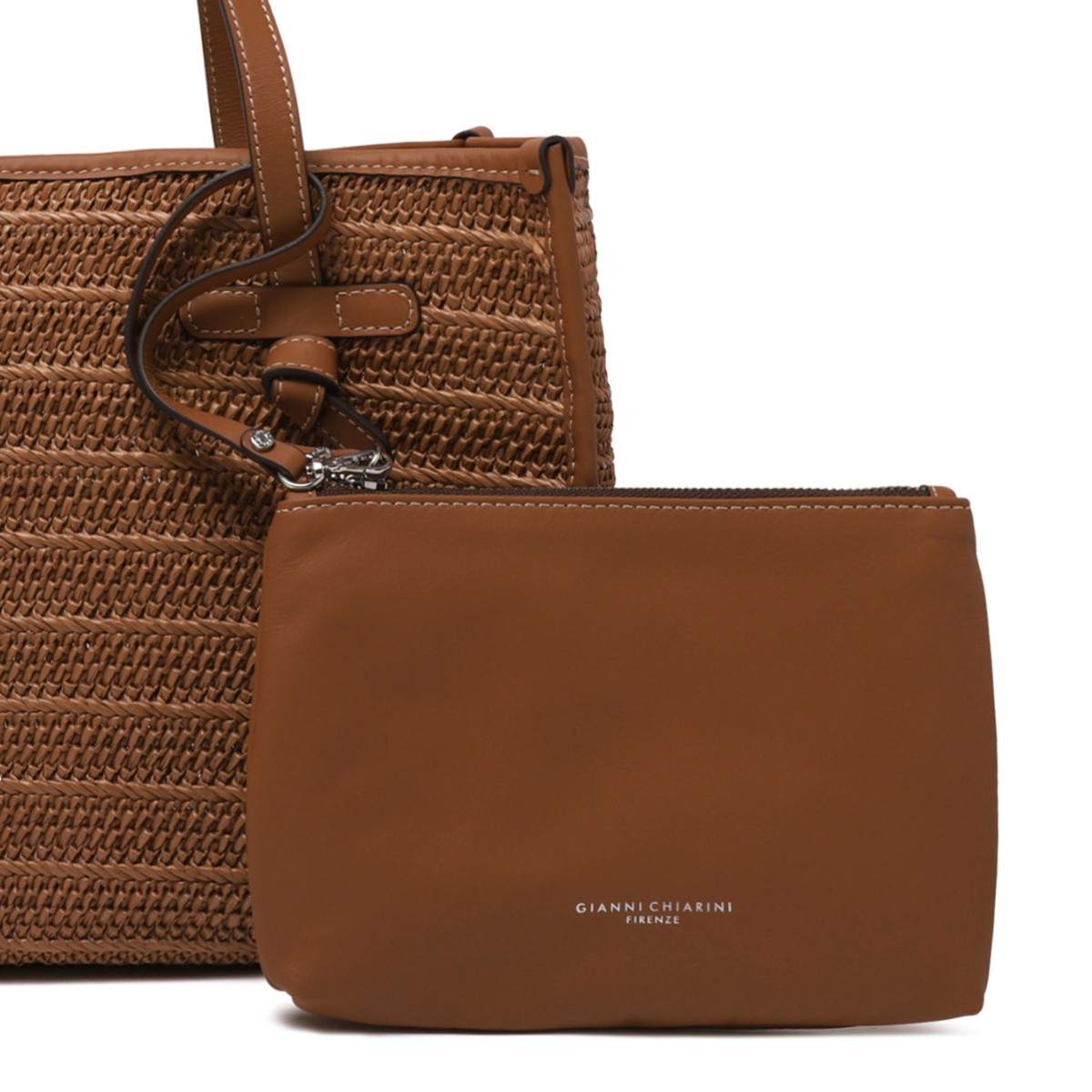 Caramel Straw With a Woven Effect Tote Bag