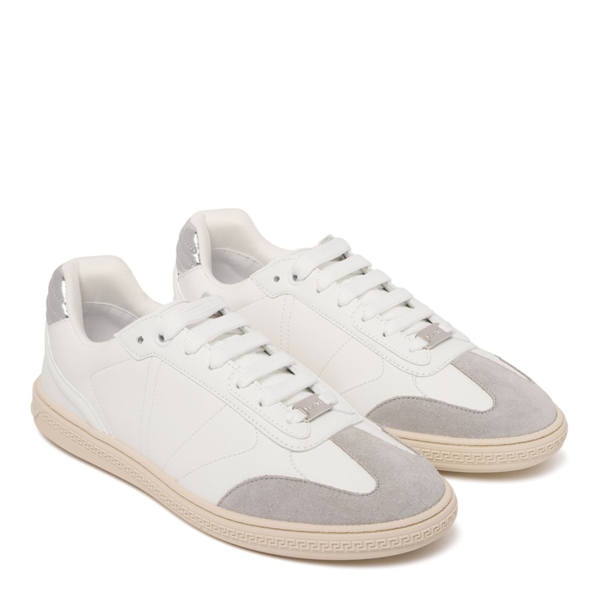 Light Pearl, Grey and White Greca Court Sneaker