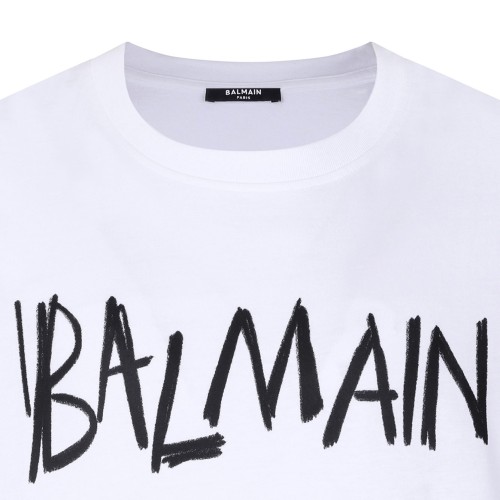 White and Black Cotton Graphic Printed T-Shirt