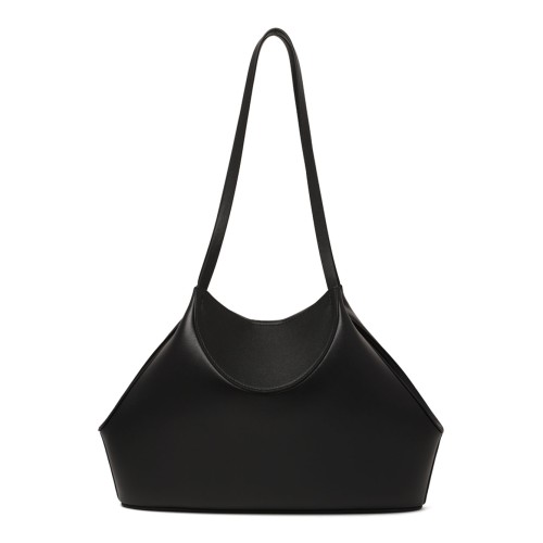 Black Grain Leather Small Facet Bag 2