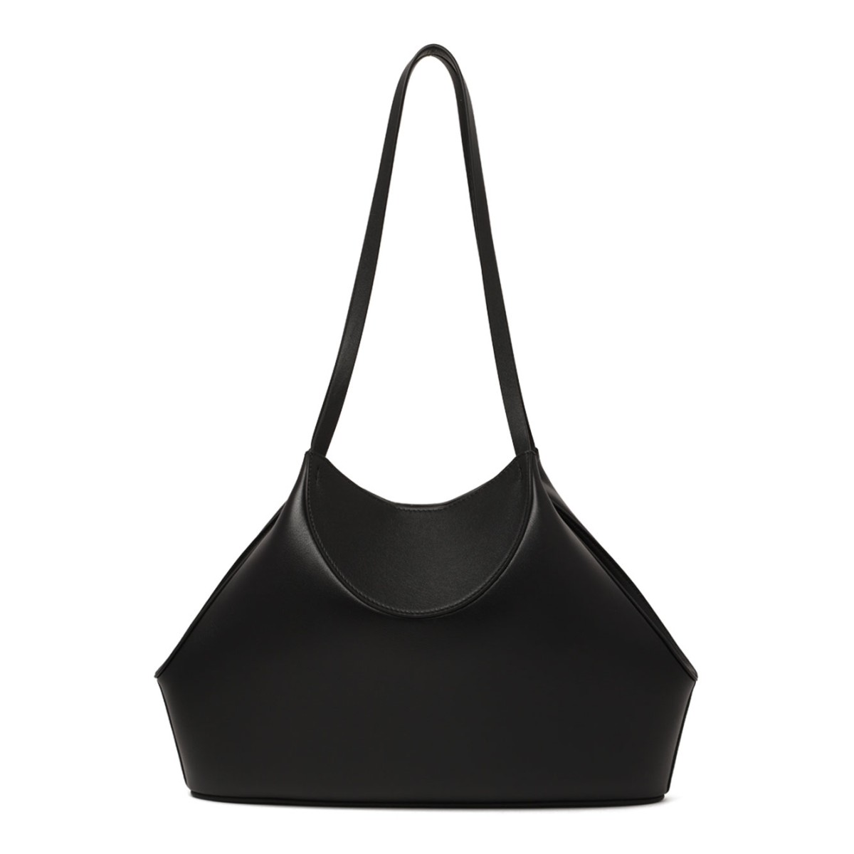 Black Grain Leather Small Facet Bag