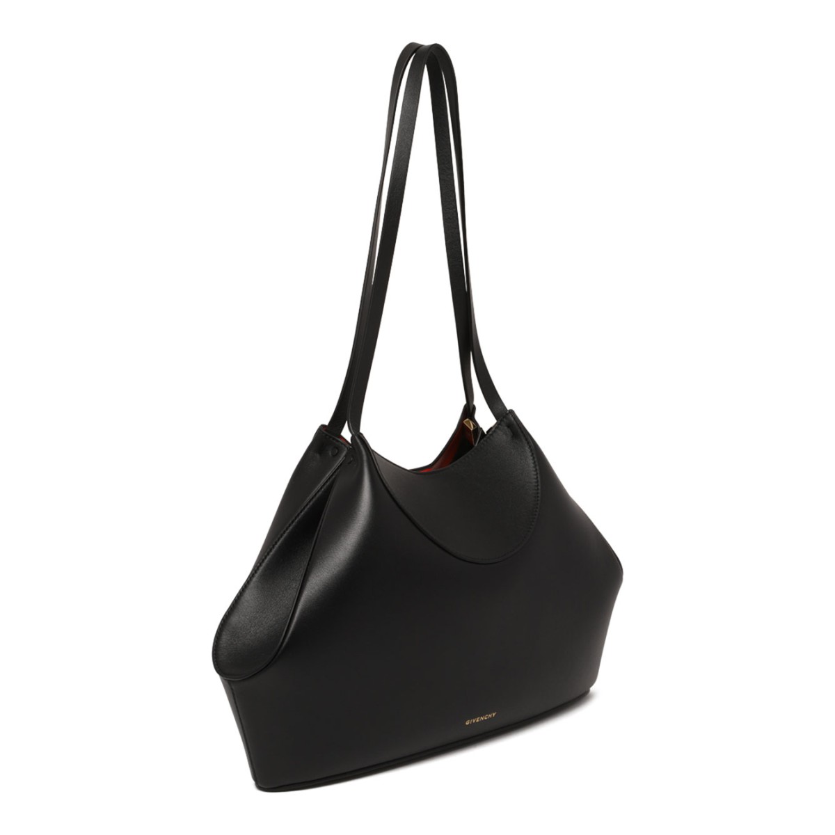 Black Grain Leather Small Facet Bag