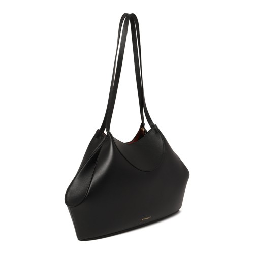 Black Grain Leather Small Facet Bag