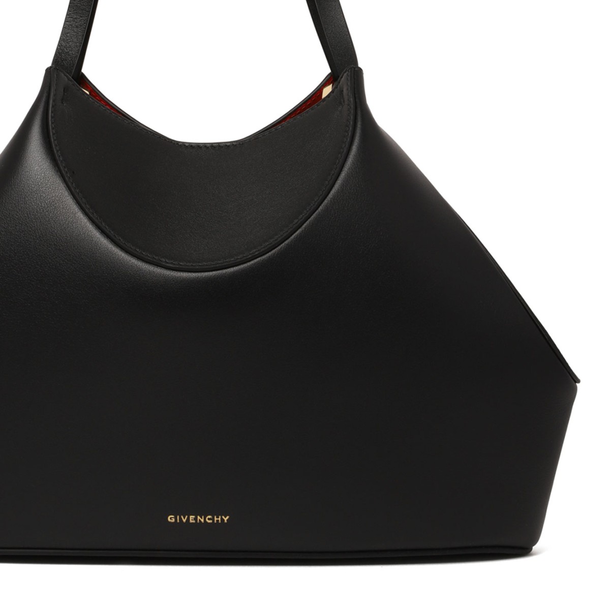 Black Grain Leather Small Facet Bag