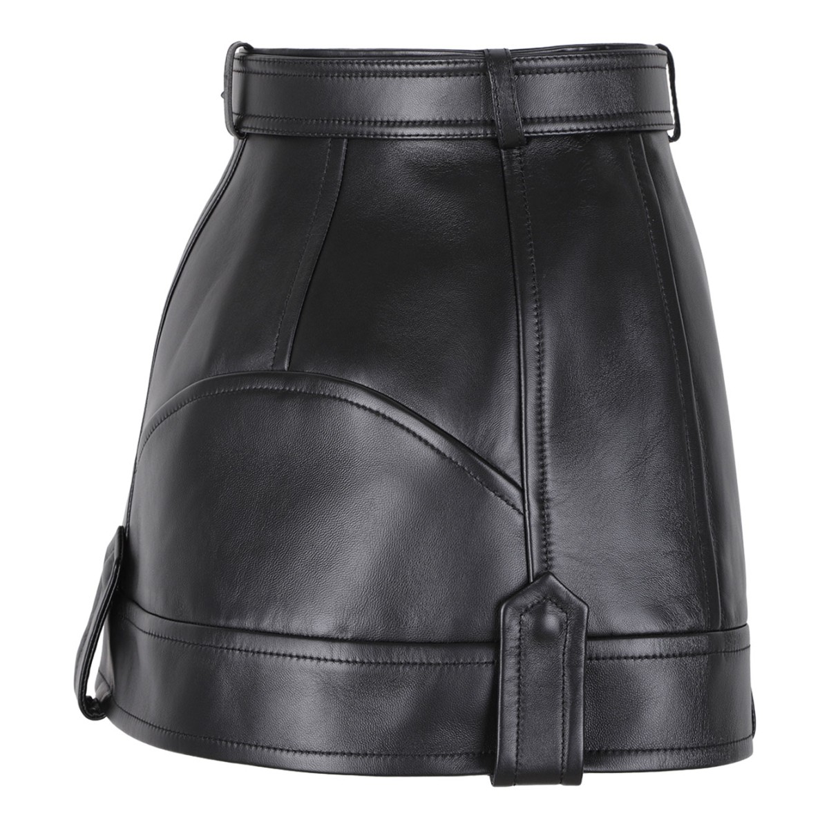Black Biker-Style Miniskirt In Nappa Leather