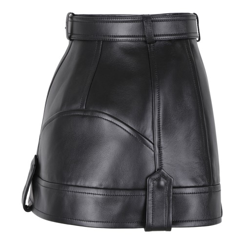 Black Biker-Style Miniskirt In Nappa Leather