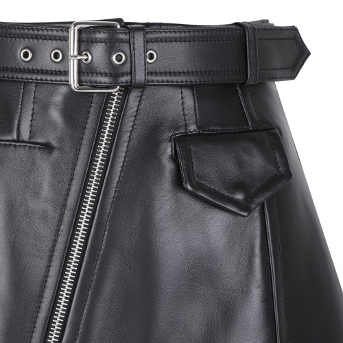 Black Biker-Style Miniskirt In Nappa Leather