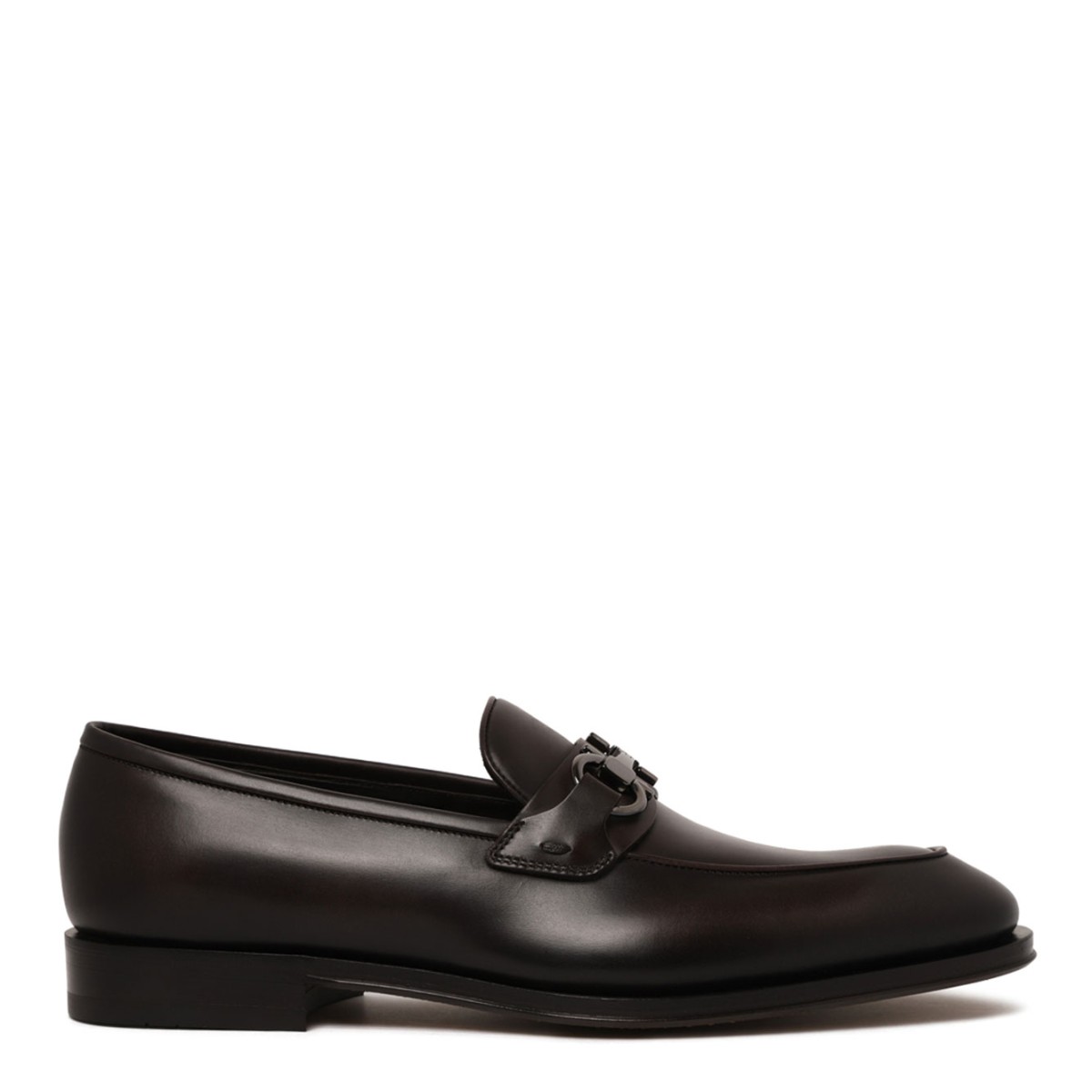 Brown Loafer With Gancini Buckle Loafers