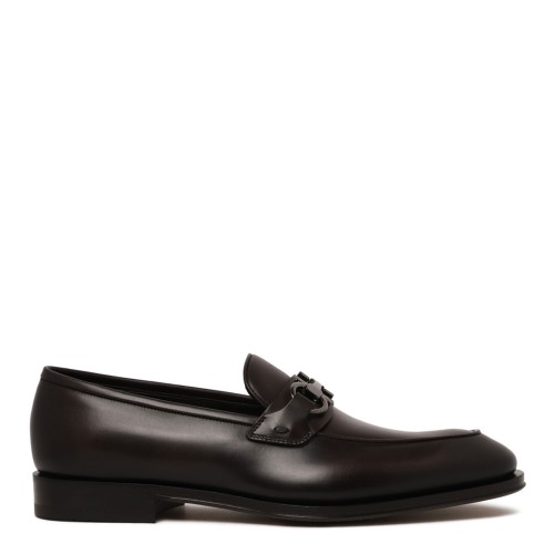 Brown Loafer With Gancini Buckle Loafers