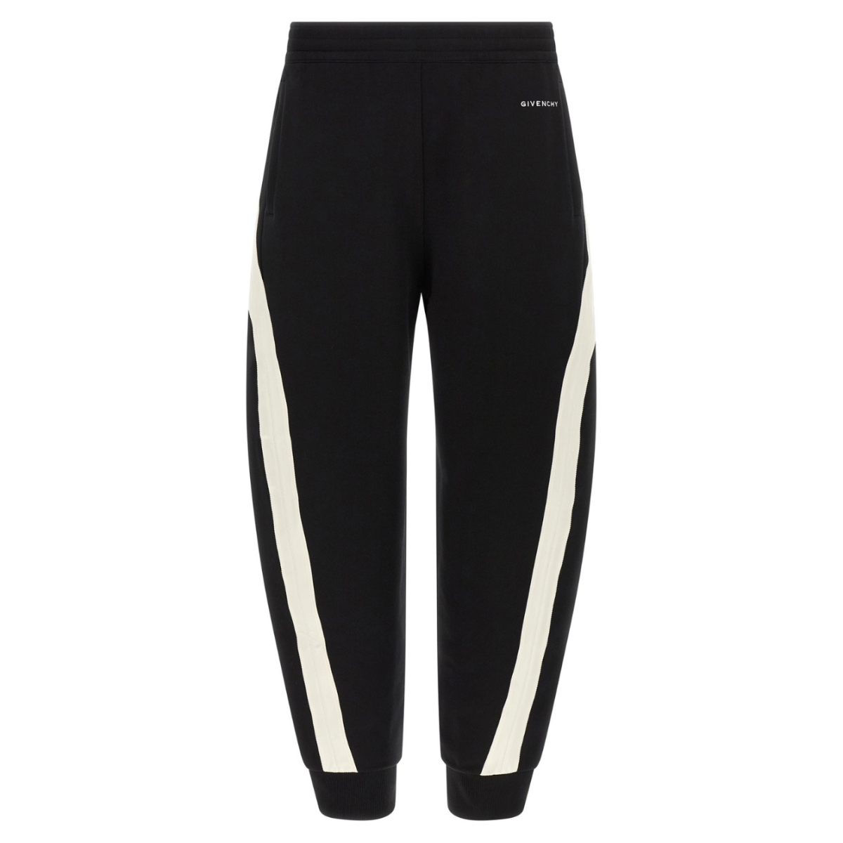 Black Joggers In Scuba With Satin Couture Detail