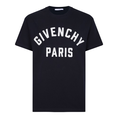 Navy Blue Logo Stamp Print Shirt