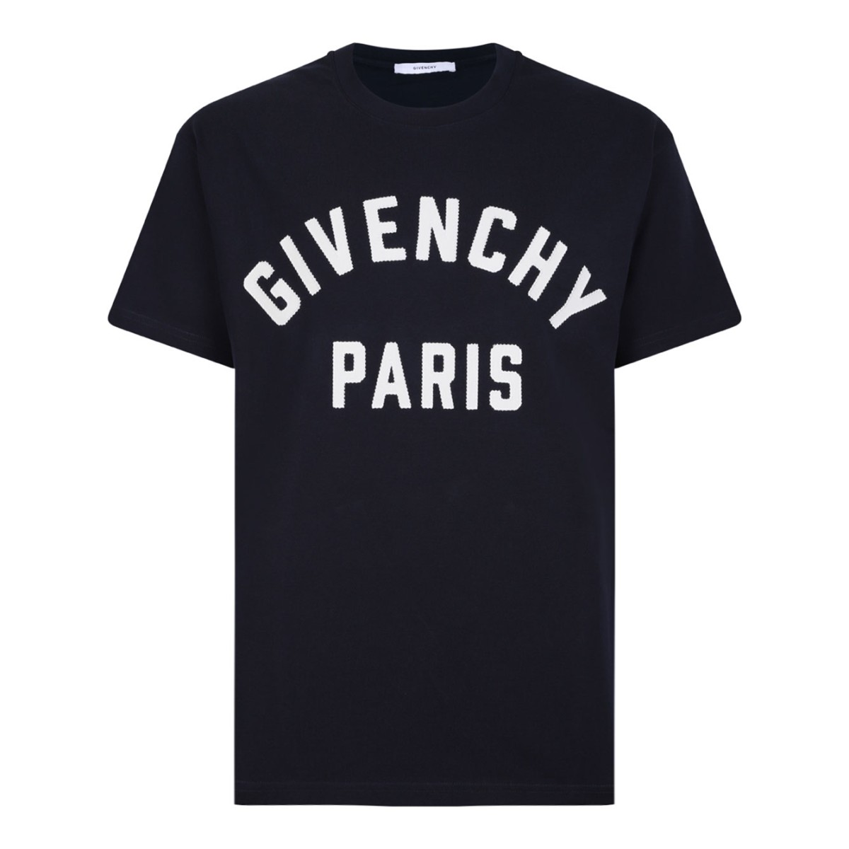 Navy Blue Logo Stamp Print Shirt