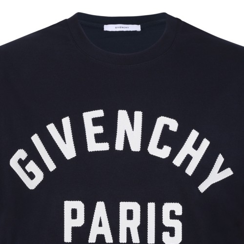 Navy Blue Logo Stamp Print Shirt