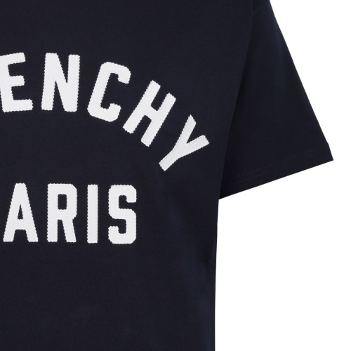 Navy Blue Logo Stamp Print Shirt