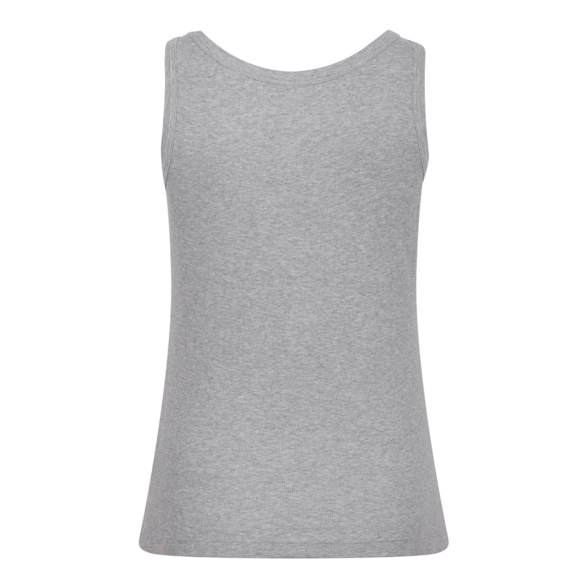 Grey Melange Stretch Ribbed Cotton Tank Top