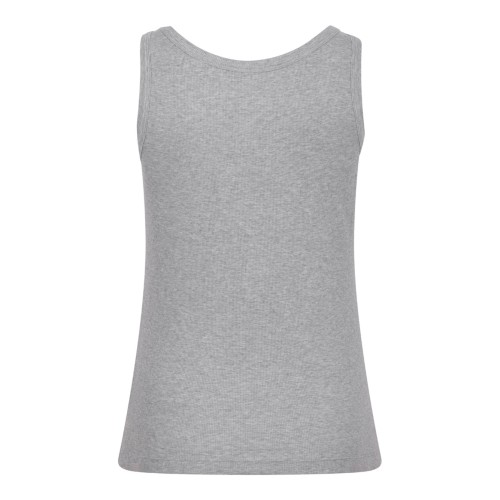 Grey Melange Stretch Ribbed Cotton Tank Top