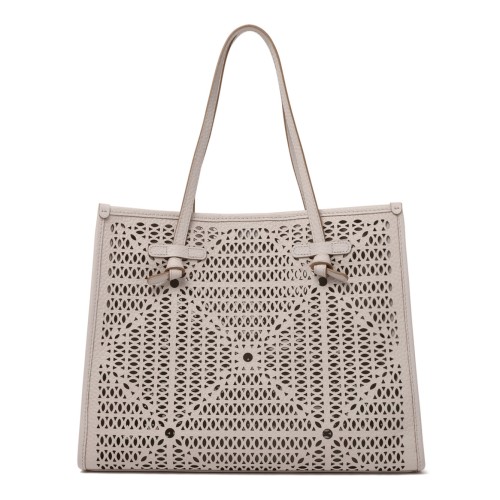 Sand Double Bubble Leather Tote Bag