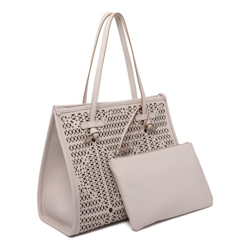Sand Double Bubble Leather Tote Bag