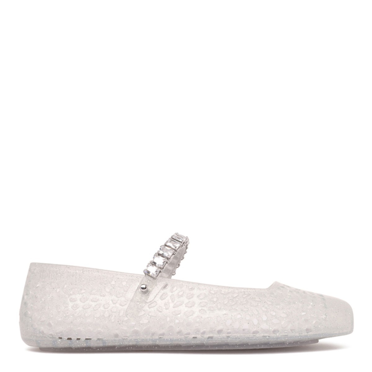 Silver The JellyBallerina Flats With Crystal Embellishment